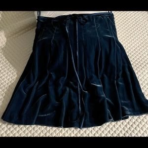 Indigo Velvet Flat Pleat Skirt